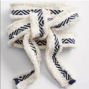 NWOT GAP • Fringe Woven Navy Beige Boho Tie Belt